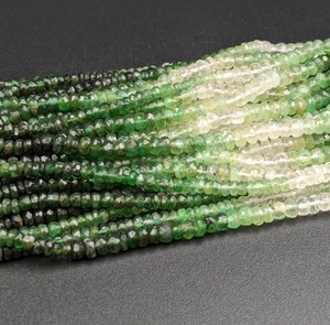 Perles Rondelles de Saphir Naturel et Émeraude, Qualité AAA, Facettées, Vert Ombré, 3mm, Fil de 15 Pouces, Gemmes Colombiennes LUSTRE, Fournisseur en Gros - Product Image 3
