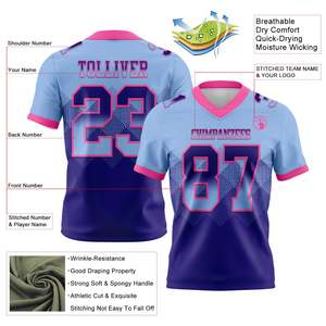 Jersey de Fútbol Azul Claro y Rosa Marino de Fábrica OEM Elite, Ropa Deportiva con Degradado, Bordado Personalizado, Jersey con Serigrafía - Product Image 2