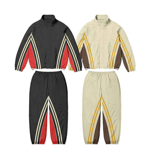 Men Color Block Windbreaker Tracksuit Set Full Zip Jacket Jogger Pants Athletic Sports Suit Training Running Outfit - Product Image 2