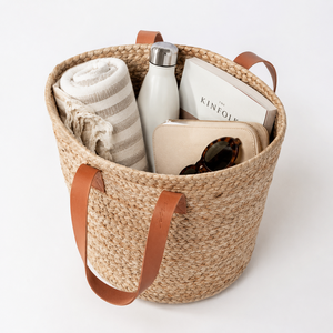 Woven Eco-Friendly Jute Tote <b>Bag</b> with Handles Fashion Style Storage <b>Basket</b> for Daily Use - Product Image 2