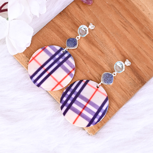 Boucles d'oreilles pendantes en résine avec Druzy de titane, Topaze bleue et Nacre |   Argent sterling 925 - Product Image 4