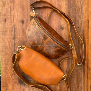 Sac banane en cuir véritable polyvalent Sac à bandoulière personnalisé pour tous les jours Sac à bandoulière en cuir de vachette Sacs à bandoulière pour hommes et femmes - Product Image 5