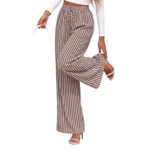 Custom Pinstripe Pattern <b>Women</b> Dress Pants Wide Leg Pleated Front Vertical Stripe Breathable Wholesale Business <b>Trousers</b> - Product Image 2