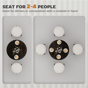 Tavolo da Pranzo Rotondo Allungabile per 2-4 Persone, Stile Mid-Century con Piano Effetto Legno, Finitura Nera per Cucine Piccole o Banchetti - Product Image 4