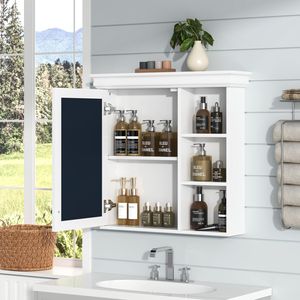 Armadietto da Bagno a Parete 30x28 con Specchio e Organizer per Toilette, Bianco - Product Image 4