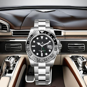 Montre mécanique de luxe en acier inoxydable 41 mm, style hip-hop de haute qualité, cadran noir, lunette GMT en céramique noire 22 mm, index lumineux - Product Image 5