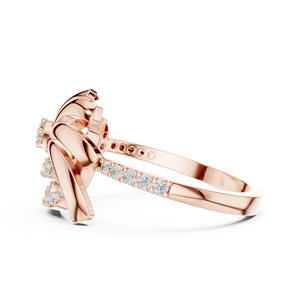 Bague de Fiançailles et de Mariage en Or Rose 18 carats Plaqué Rhodium avec Diamant de Laboratoire Dynamique de Type Floral, Idéale pour les Fêtes, Événements Glamour, Cadeaux et Usage Quotidien - Product Image 3