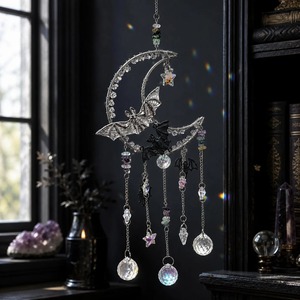 Horror Theme Sun Catcher Metal And Crystal Hanging Decor For Halloween Party Home <b>Window</b> Spooky Gothic <b>Light</b> Catching Art Piece - Product Image 2