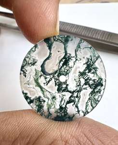 Esfera de Reloj de Ágata Musgosa Natural Verde con Patrón de Musgo Natural Redonda de 28.5mm - Product Image 1