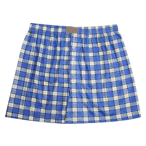 Calzoncillos Boxer para Hombre, Diseño Cuadros Azules Dorados, Algodón Natural, Corte Holgado, Acabado Suave, Duraderos, Venta al Por Mayor - Product Image 1