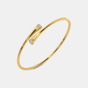 Brazalete Abierto de Oro con Doble Corazón de Diamantes - Product Image 2