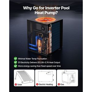 Electric 88850 BTU Pool Heat Pump All-DC Inverter Technology WiFi App for In-Ground 22454 Gallons <b>Efficient</b> Pool <b>Heater</b> - Product Image 2