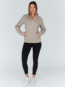 Sudadera con Capucha y Cierre Completo para Mujer, Corte Regular, Color Sólido, Tejido de Algodón y Fibra de Bambú, Ropa de Otoño - Product Image 5
