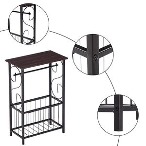 Tavolino Laterale Multifunzionale RT Marrone Scuro con Portariviste e Porta Fazzoletti per Arredamento Bagno - Product Image 5