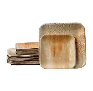 Compostable Palm Leaf Plate Natural Wood Grain Square <b>Disposable</b> Dishes for Party Supplies Heavy Duty Bio Based Dinner Plates - Product Image 3