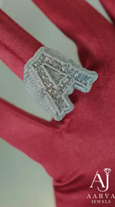 Anillo de Plata 925 Chapado en Oro con Moissanita, Estilo Hip Hop, con Letra y Banda de Diamantes Pavé para Mujer, Joyería para Bodas y Fiestas - Product Image 6