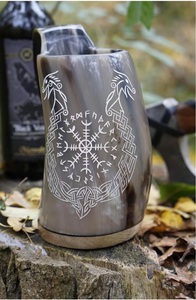 Mug en corne naturelle polie, best-seller, pour whisky, vin et boissons froides, fabrication artisanale traditionnelle, disponible à la vente - Product Image 2