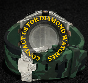 Reloj Moderno con Moissanita Semi-Engastada, Brillante y Duradero, para Fiestas, Bodas y Uso Diario, con Elegante Correa de Goma Verde - Product Image 3