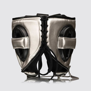 Leather Boxing Head Guard MMA <b>Gloves</b> <b>Silver</b> Green Lace-Up Sparring Training Gear for Adults Martial Arts Lightweight Waterproof - Product Image 6