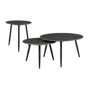 Modern Style 3-Piece Nesting Cocktail <b>Table</b> Set Black Metal <b>Legs</b> with Sintered Stone Top Occasional <b>Coffee</b> <b>Tables</b> - Product Image 2