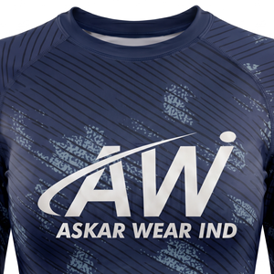 เสื้อแรชการ์ดแขนยาวสำหรับผู้หญิง ยี่ห้อ Askar Wear รุ่น Ind แห้งเร็ว สีกรมท่า พิมพ์ลายโลโก้ด้านหน้าด้วยเทคนิค Sublimation - Product Image 2