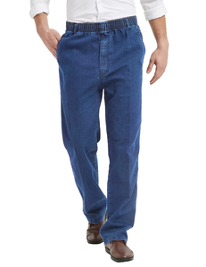 Pantalones Vaqueros de Mezclilla para Hombre, Corte Recto, Algodón de Peso Medio, Ajuste Regular, Color Azul Sólido, Estilo Casual, Otoño 2026 - Product Image 1