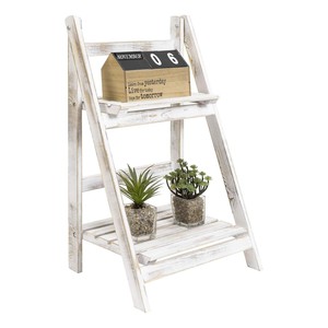 Whitewashed Pine Wood 4-Tier Plant Stand Wholesale | Farmhouse <b>Planter</b> Shelf India - Product Image 2