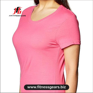 Camiseta de Manga Corta con Cuello Redondo Rosa para Mujer, Color Sólido, Transpirable, Corte Regular, Ropa Casual para Todas las Temporadas - Product Image 3