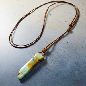 Natural Crystal Unshaped Pendant Necklace with Adjustable <b>Rope</b> <b>Chain</b> for Men and Boys - Product Image 2