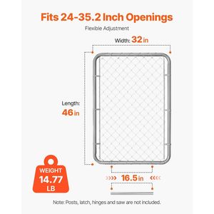 Pannello per Recinzione a Catena Regolabile 32 X 46 Pollici, Cancello da Giardino Resistente alla Ruggine per Aperture da 2-6 Piedi (L) X 4 Piedi (A) - Product Image 4