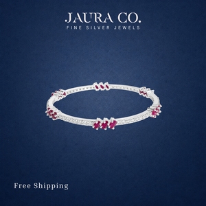 Brazalete Clásico de Plata 925 con Circonitas Rosas y Diseño de Flor con Engaste de Garras, Joyería para Uso Diario de Mujer - Product Image 5