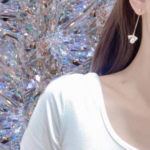 Collection début d'été 2011, boucles d'oreilles pendantes en perles mignonnes, très vendues, longue chaîne d'oreille avec bijoux en perles d'eau douce ovales - Product Image 4