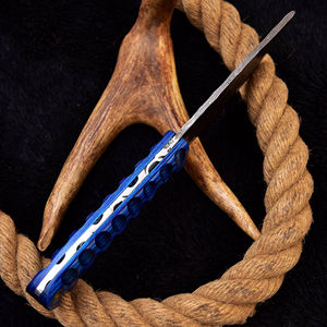 Cuchillo de Caza de Acero de Damasco de Primera Calidad, Cómodo y de Madera, con Funda de Cuero, Personalizable, OEM, Hoja Recta - Product Image 3