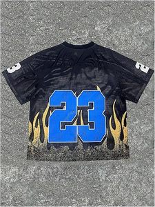 Camiseta de fútbol retro de poliéster personalizada con estampado, estilo urbano, holgada, de malla, para verano - Product Image 3
