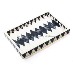 Bandeja de incrustaciones de resina hecha a mano a precios de fábrica a los precios más baratos, bandejas de resina con incrustaciones de hueso para el hogar, hotel y restaurante - Product Image 1