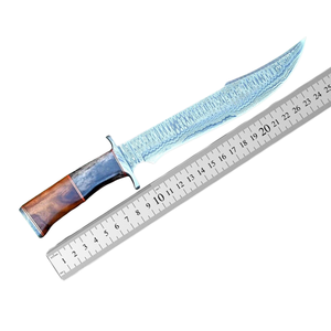 Couteau de survie professionnel A&M Enterprises en acier Damas à lame fixe, manche en bois, avec étui en cuir - Product Image 6