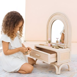 Kid dressing table different designs for sale preschooler dress up <b>vanity</b> rattan make-up desks - Product Image 4