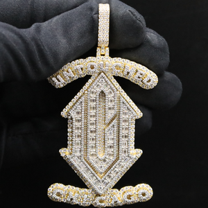 Pendentif Hip Hop en alliage plaqué or, serti de diamants, style Ice Fame Dynasty - Product Image 2