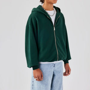 ผู้ผลิต OEM เสื้อฮู้ดดี้ทรงปกติสำหรับผู้ชาย ผ้าฝ้าย 100% เสื้อฮู้ดดี้ซิปแบบหนา น้ำหนักมาก ทรงโอเวอร์ไซส์ เสื้อฮู้ดดี้ซิปสำหรับผู้ชาย - Product Image 3