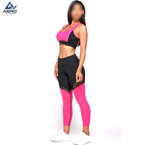 Conjunto Deportivo de Dos Piezas para Mujer, Top Deportivo Bicolor y Leggings con Detalles de Malla, Ropa Deportiva Profesional para Gimnasio y Entrenamiento - Product Image 3