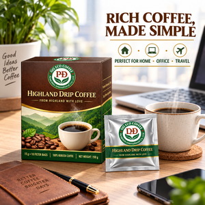 กาแฟเวียดนามไฮแลนด์ดริป 100% พรีเมี่ยมโรบัสต้า 15 กรัม x 10 ซอง แบบพกพา กาแฟโรบัสต้าเวียดนามดริป ชงดื่มได้ครั้งเดียว - Product Image 1