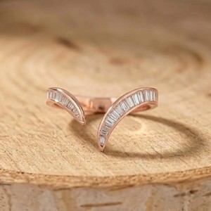 DEF Color VS VVS Clarity 10K 14K 18K Solid Gold IGI Certified Tapered Baguette Cut Lab Grown Diamond Adjustable <b>Open</b> Band <b>Ring</b> - Product Image 3