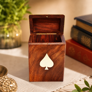 Boîte à cartes en bois de rose indien de qualité supérieure | Boîte de rangement pour cartes à jouer en bois faite à la main pour les jeux de poker, les jeux de casino et la collection de cadeaux - Product Image 5