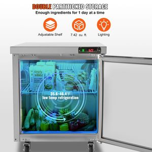 Frigorifero Sottobanco in Acciaio Inossidabile da 28 Pollici # 7,4 Piedi Cubici #   Porta Singola con Serratura # Raffreddamento Assistito da Ventola #   per cucine commerciali - Product Image 3