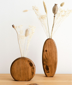 Vase à fleurs en bois fait main de haute qualité - Décoration de table de mariage - Design moderne de style farmhouse - Matériel naturel écologique - Product Image 4