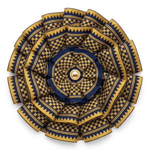 Neelkamal Industries 31mm Navy Blue Gold Jacquard Woven <b>Ribbon</b> Festive Ethnic Trim for Saree Border Wedding Decor Bows - Product Image 3