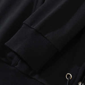 Sudadera con Capucha Oversize Negra 2026 con Escritura Gótica y Pedrería para Hombre y Mujer, Ajustable con Cordón, Estilo Urbano Brillante HD - Product Image 2