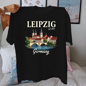 Alemania LEIPZIG est 1015 paisaje urbano Camiseta de algodón puro Mujer ajuste cómodo - Product Image 3