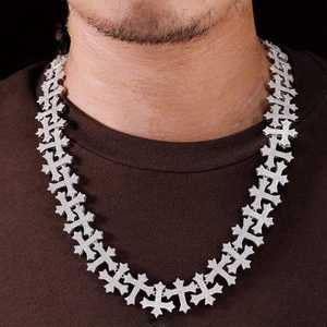 Collar de Lujo Personalizado con Eslabones Cruzados y Piedras VVS Moissanite, Chapado en Oro sobre Plata 925, Certificado GRA, Estilo HipHop para Raperos - Product Image 1