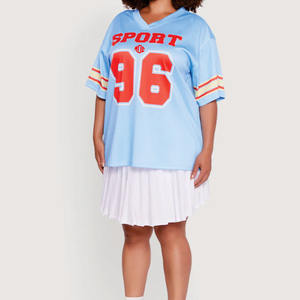 Jersey de Fútbol Americano de Malla Ligera de Alta Calidad para Mujer, Corte Holgado, Cuello en V, Manga con Rayas en Contraste, Sublimación Personalizada al por Mayor - Product Image 6